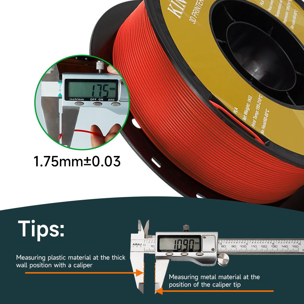 KINGROON PLA 3D-Druck für FDM 3D-Drucker Filament PLA 1 kg 1,75 mm Kunststoff für 3D-Stift Umweltfreundlich Geruchlos Gute Zähigkeit