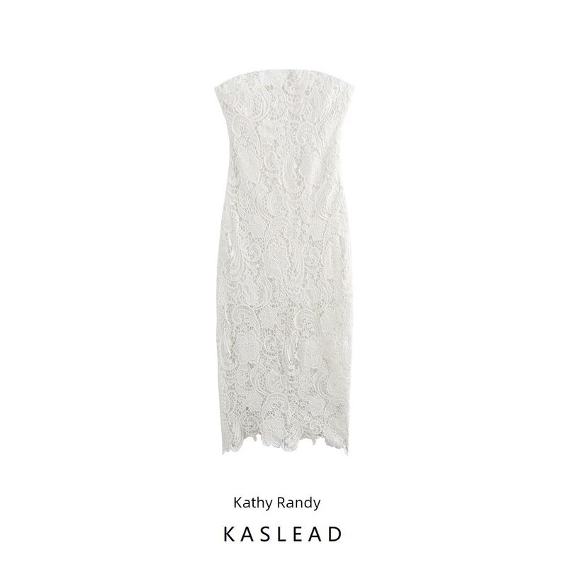 Kaslead New Arrival Women's Clothing Fashion Style Fashion Minimalist Silm Lace Tube Top Sexy Dress