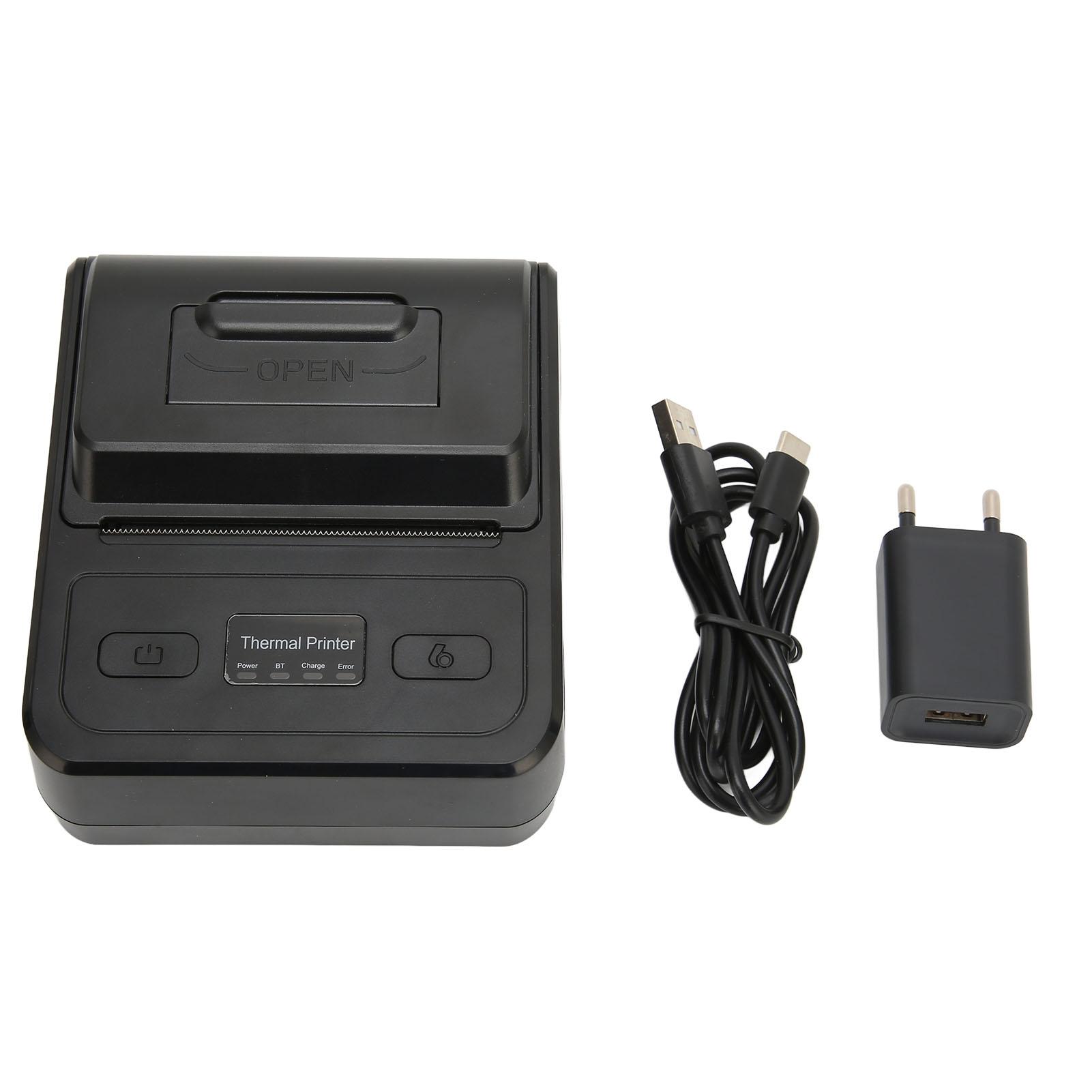 

Термопринтер для этикеток Быстрая печать Большая емкость Интерфейс Type C Аккумулятор 2000 мАч Принтер для этикеток EU Plug чёрный