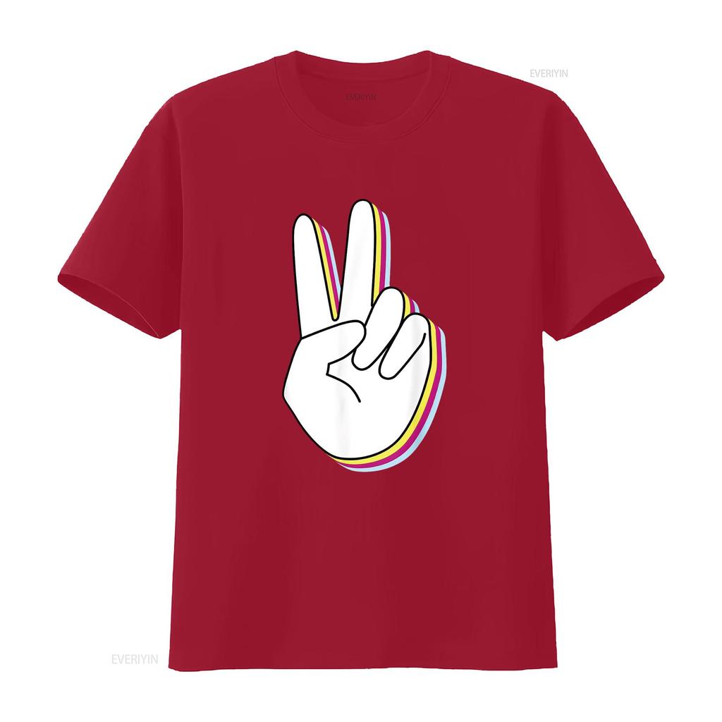 Peace Hand Sign For And Women S T Shirt Top with Unique Stylish Print Vintage Washed Homme Top For Everyday Wear Comfortable