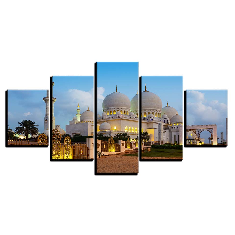 

Постер Замок Ярко-белый без рамы 5 шт. Современный декор стен дома Холст Картина Арт-принт Живопись на холсте для гостиной 20x35cm*2 20x45cm*2 20x55cm*1 No Frame