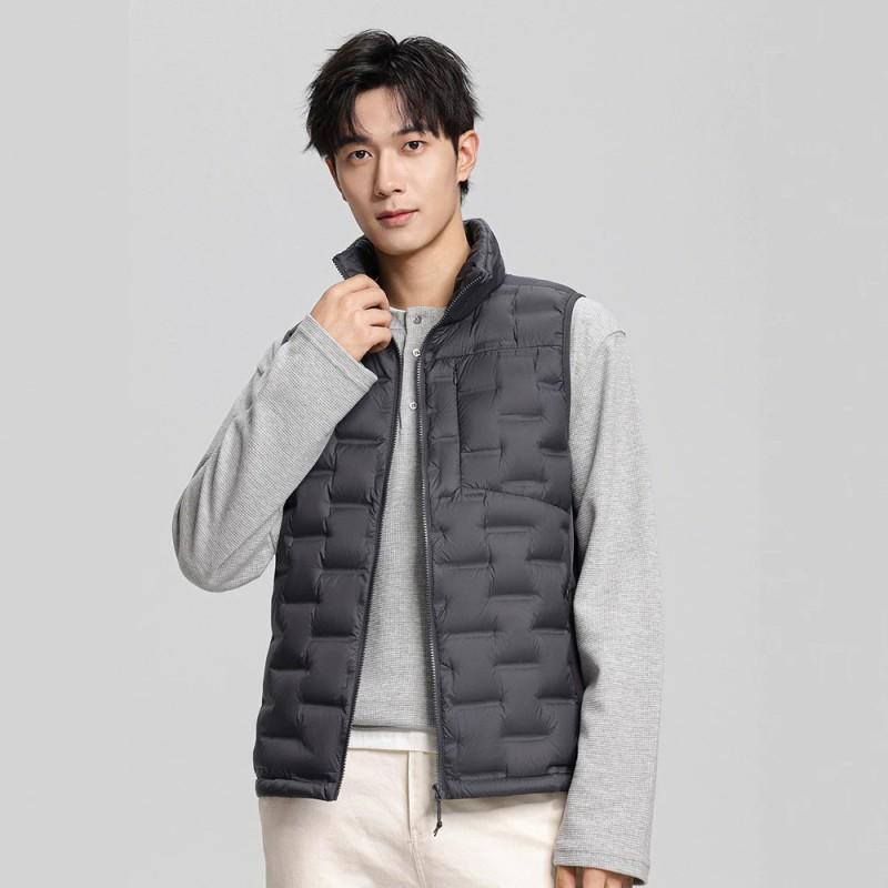 Mens Lightweight Down Vest Stand Collar Winter Casual Warm Fashionable Sleeveless Jacket