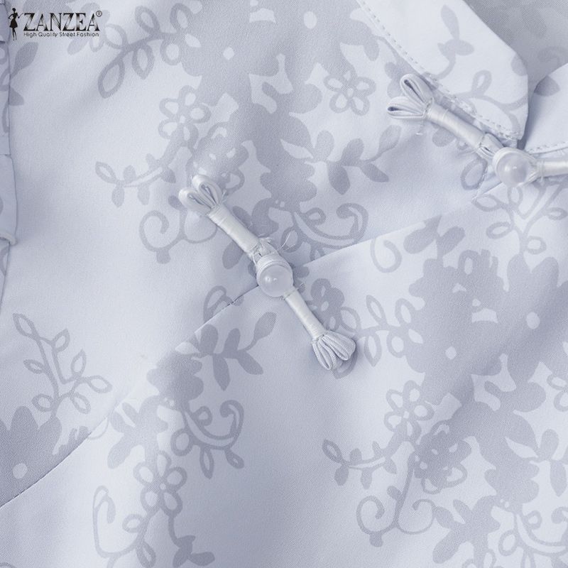 ZANZEA Elegant Women Casual Round Neck Short Sleeve Blouse