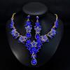 Women Bridal Multi-color Jewelry Set Elegant Fashionable Diamond Alloy Necklace + Earring Set