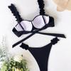 Damen-Badeanzug, einfarbig, Bügel, Push-Up, sexy Bikini, Rückenbindung, brasilianische Strandmode, Badeanzüge