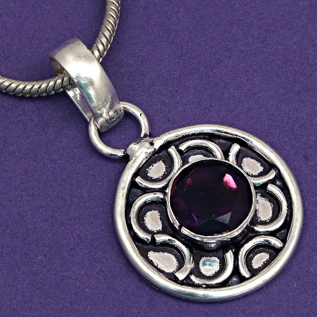 Set Amethyst Pendant Earrings Girls Earring Necklace Sterling