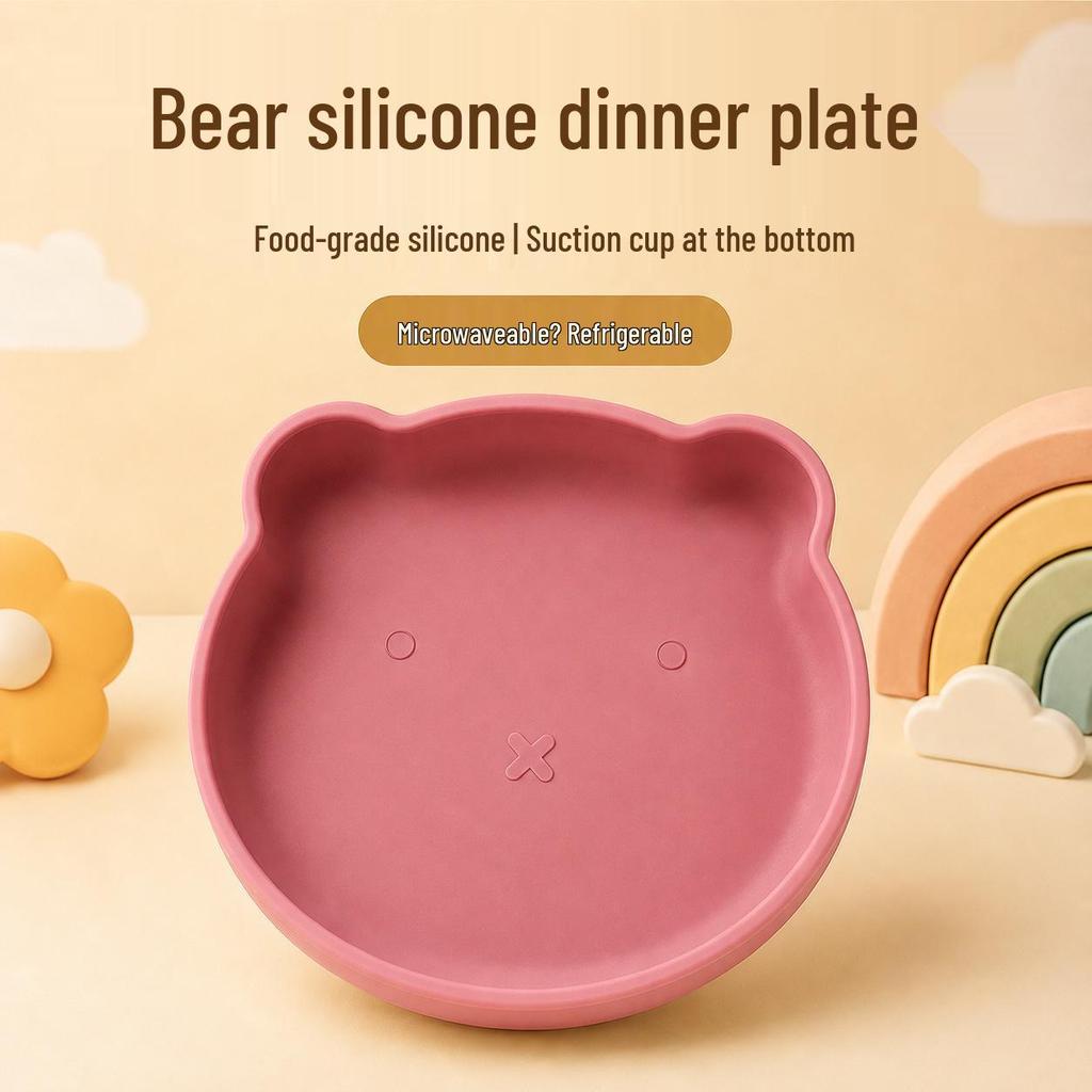Non-Slip Silicone Bear Plate & Bowl Set for Baby Self-Feeding