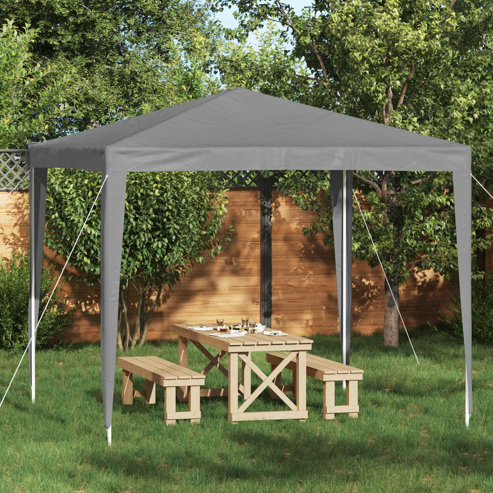 Partyzelt 250 x 250 x 240 cm Hellgrau PE und Stahl