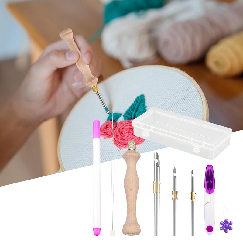 Punch Needle Kit Adjustable Needle Punch Kit Embroidery Tool Storage Box Included For Easter Crafting Projects Adults And