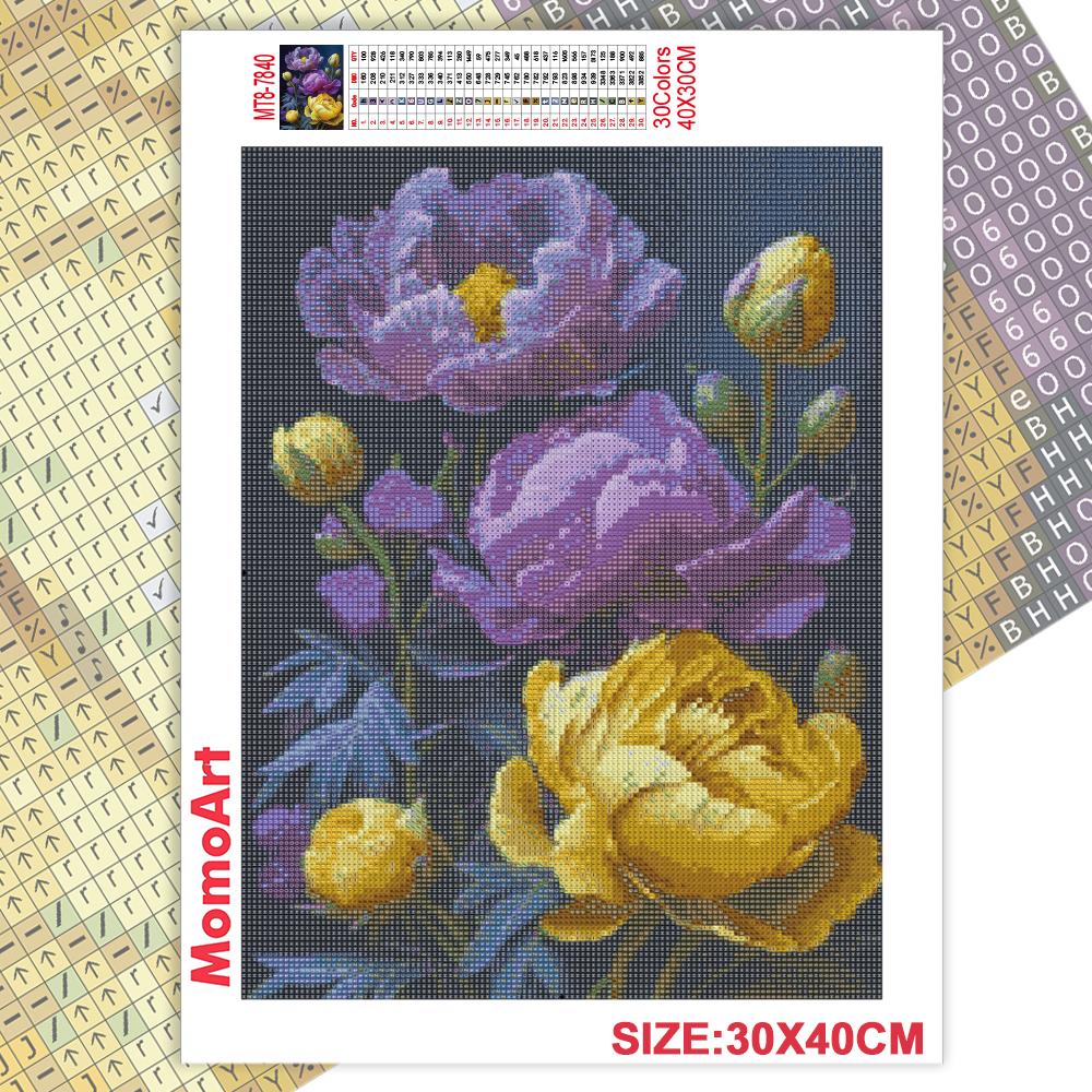 DIY Diamond Painting Colorful Peony Needlework Mosaic Flower Cross Stitch Diamond Embroidery On Clearance Handmade Gift