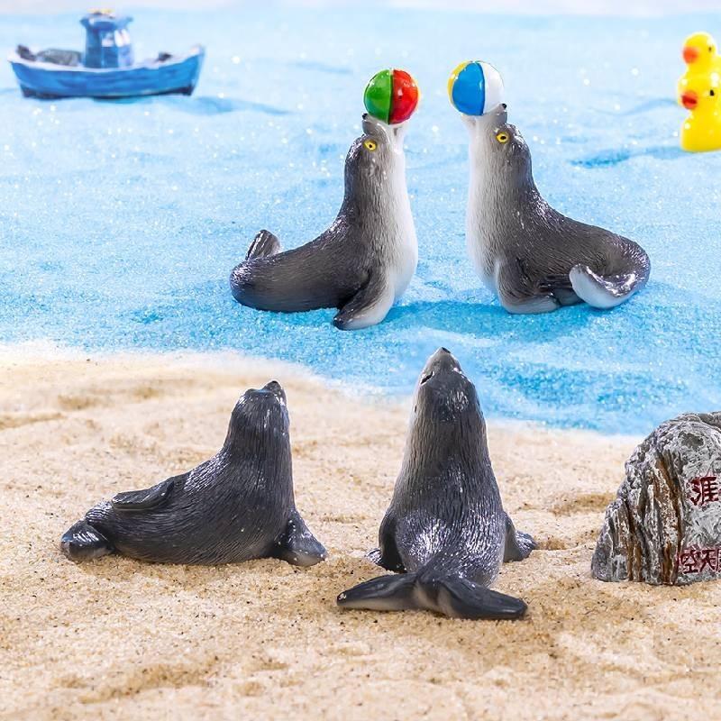 Adorable Resin Sea Lion Figurines Ocean Beach Diy Decoration Cute Miniature Desktop Ornaments