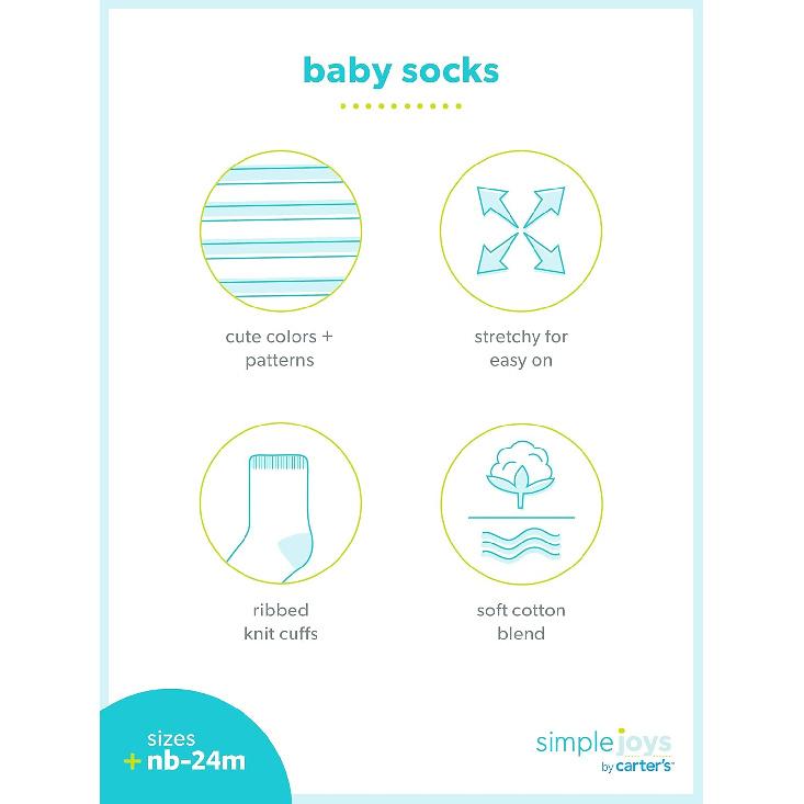 Simple Joys by Carter s Baby 12- Pack Sock Crew, white, 0-6 Months