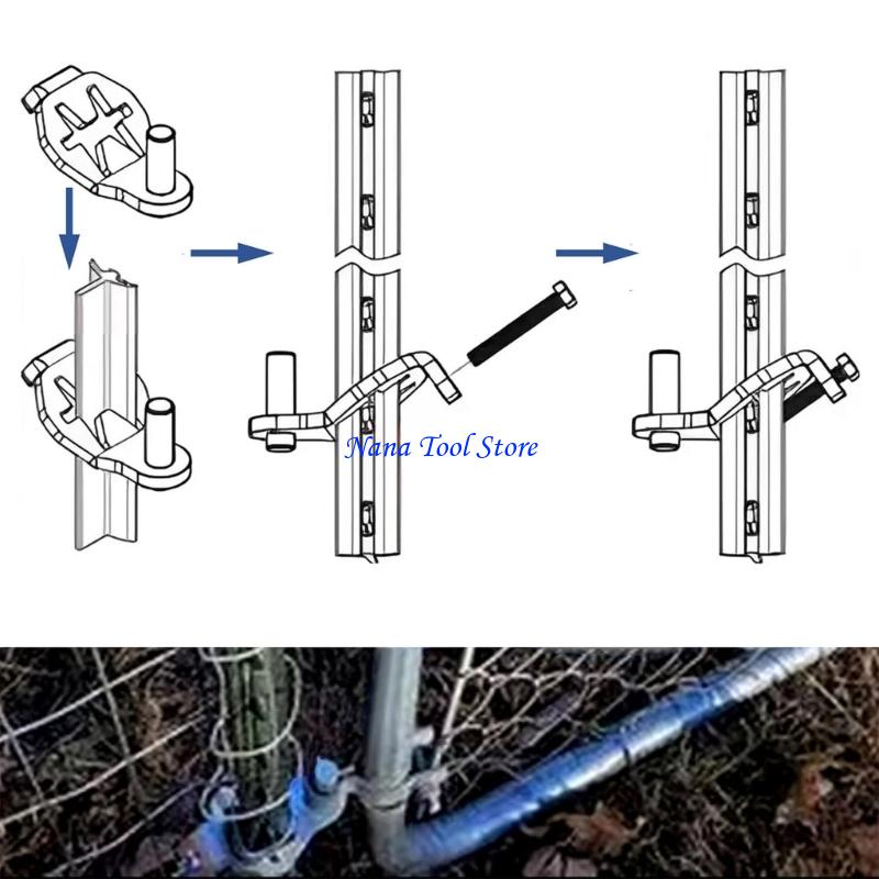 31GJ 2lots Stainless Steel T Post Gate Hinges Set Heavy Type Fence Door Hardware for Garden Gate