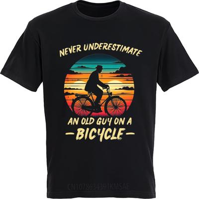 Minimalist Tshirt Casual Tee Travel For Men Oneck Tshirt Plus Size Never Underestimate An Old Guy On A Bicycle Everyday Top Tees