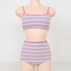 Source Ladies Fashion Split Bikini Striped Print Fresh Student Beach Hot Spring Swimsuit BI