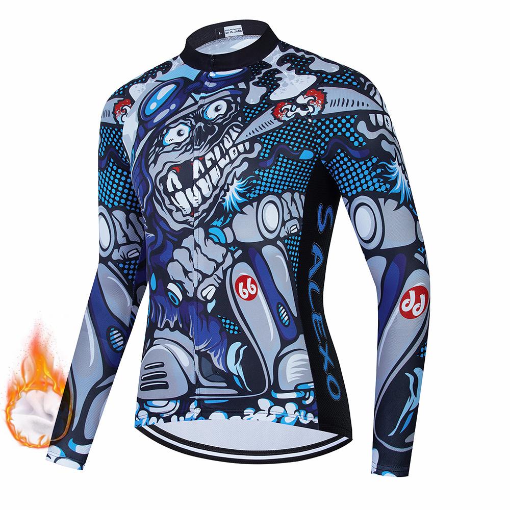 2026 Winter Velvet Warm Skull Pattern Winter Cycling Clothing Thermal Fleece Bicycle Jersey Set MTB Clothes Road Bike Uniforme Ropa Maílllot Ciclismo