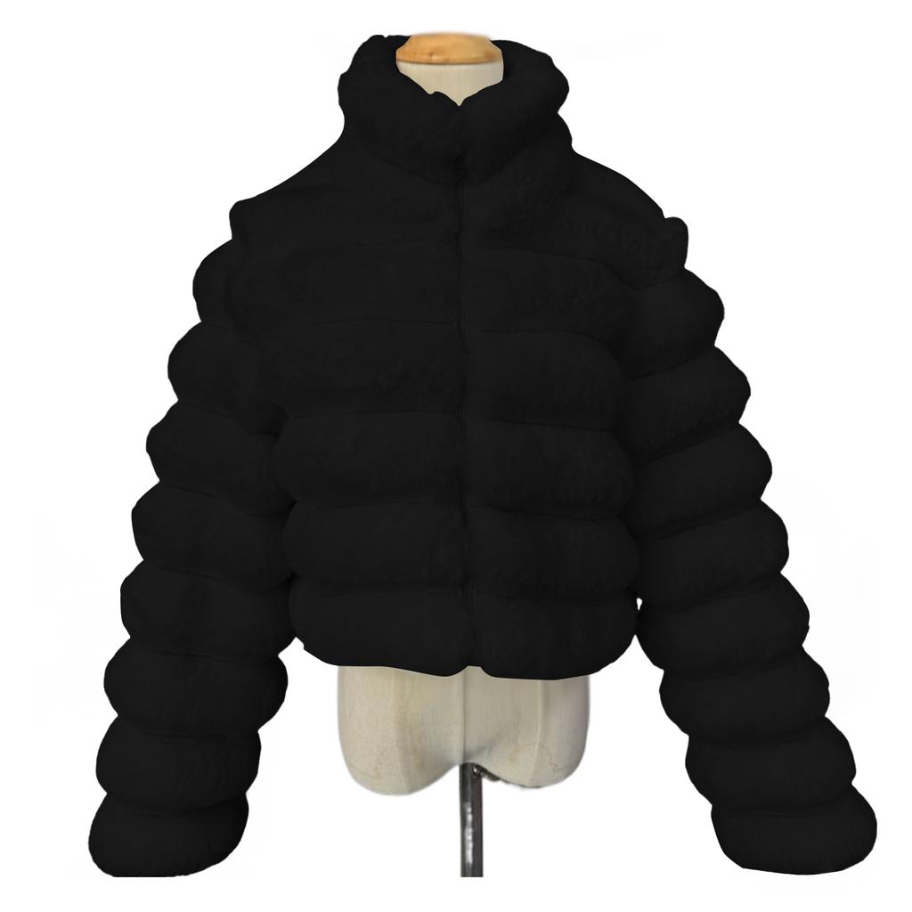 Women's Fashionable Warm Long Sleeve Solid-Color Furry Coat