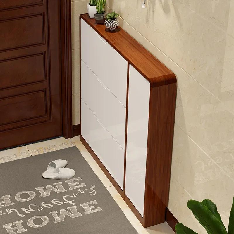 Large-capacity Ultra-thin Shoe Cabinet Dormitory Entrance Shoe Rack Storage Cabinet Solid Wood Light Luxury Home