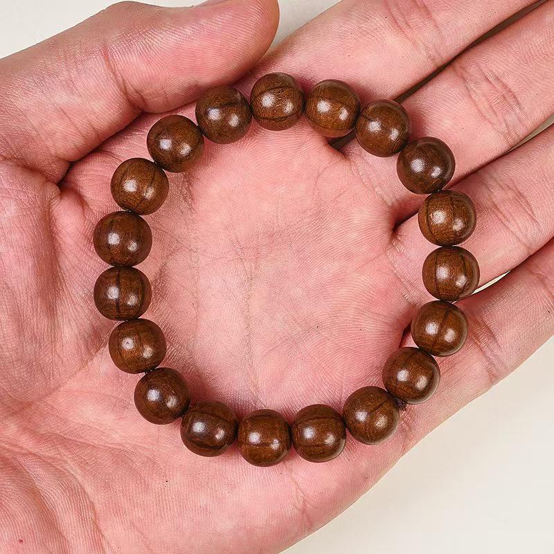 Premium 20-Bead Dragon-Subduing Wood Bracelet – Natural Full-Grain Material with Clear Pattern Prayer Beads.
