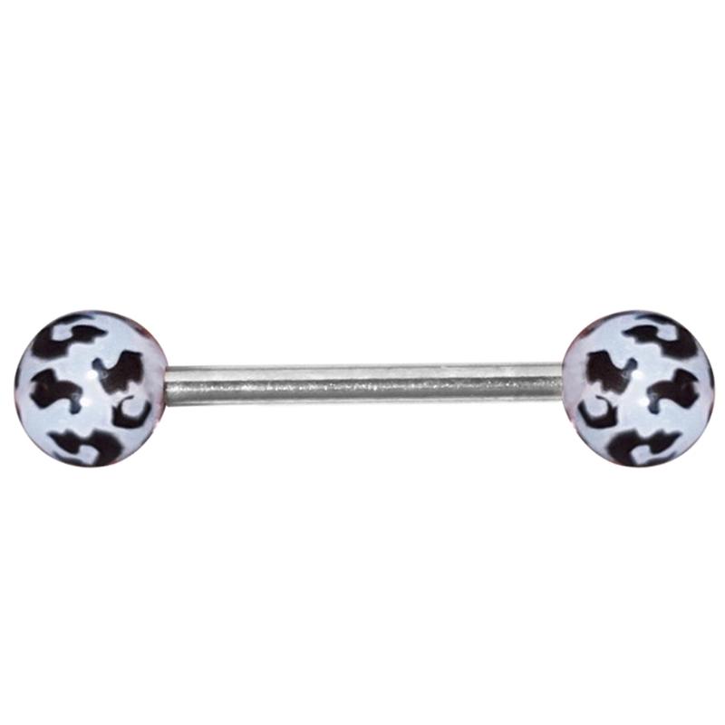 Штанга для пирсинга языка Кольцо Панк Леопардовый принт Украшение для языка Короткий стержень из нержавеющей стали Кольцо для языка Унисекс 1