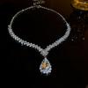 Rhinestone Water Drop Tassel Necklace & Earrings Set - Trendy V-shaped Design for Elegant Style