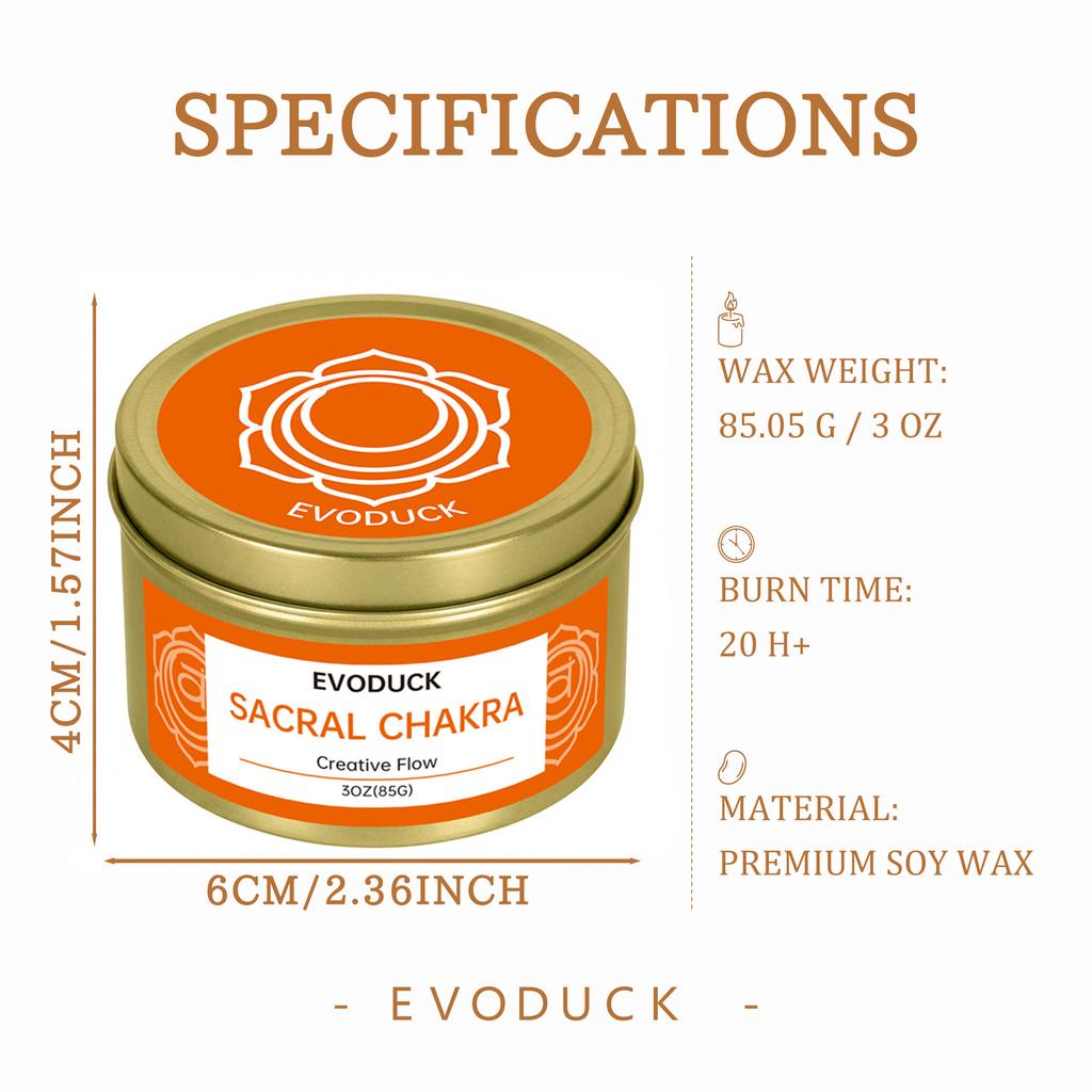 EVODUCK Sacral Chakra Scented Candles Sweet Orange scent-3oz.Suitable as a gift for boyfriends/girlfriends or for home parties