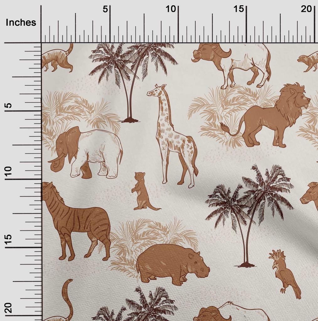 oneOone Cotton Flex Brown Fabric Tropical Animal Sewing Craft Projects Fabric Prints By Yard 40 Inch