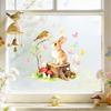 Bird Rabbit Design Window Sticker, Electrostatic Adhesion Waterproof Glass Decal for Living Room Bedroom Entrance Hall Home Decor