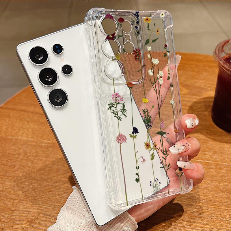 Little Flowers Patterned Phone Case For Samsung Galaxy S26 S25 S24 S23 Ultra S22 Plus S21 S24 S25 FE Clear Shockproof Soft Cover