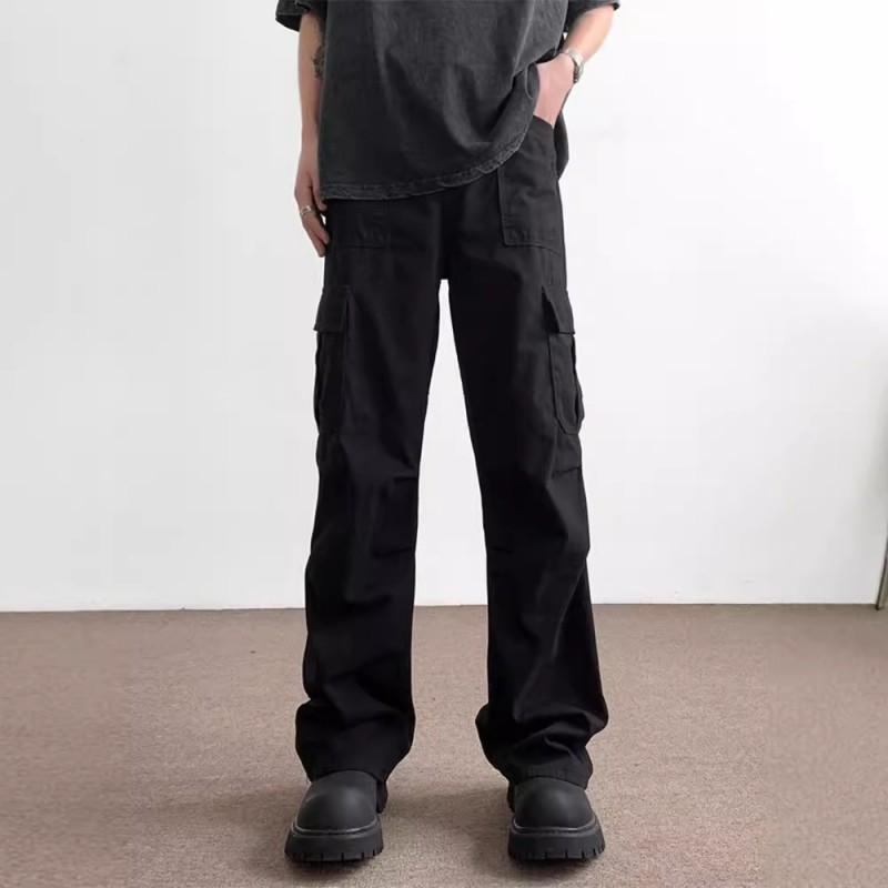 Mens Loose Straight Cargo Pants Casual Outdoor Sports Trousers Teenagers Fashion