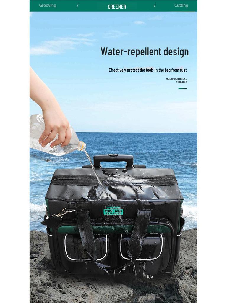 Green Forest Multi-functional Electrician Tool Bag with Wheels - Thickened Iron Bottom for Installation & Maintenance