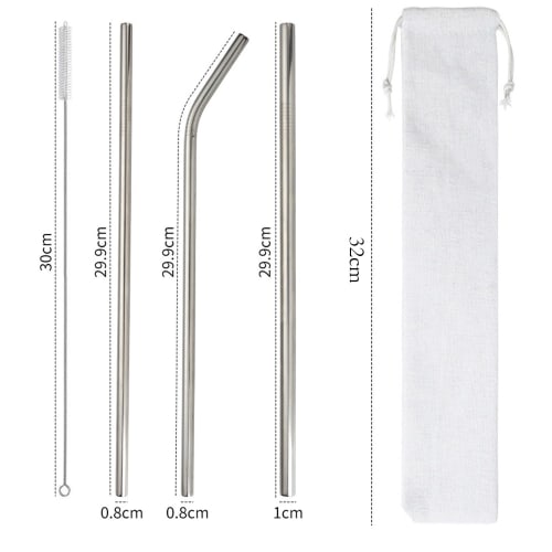 WIEXUN Stainless Steel Straws, Replacement Straws for Tumblers, Reusable, Fits 40oz and 30oz Tumblers, Approx. 300mm, Includes Cleaning Brush, 3 Straw