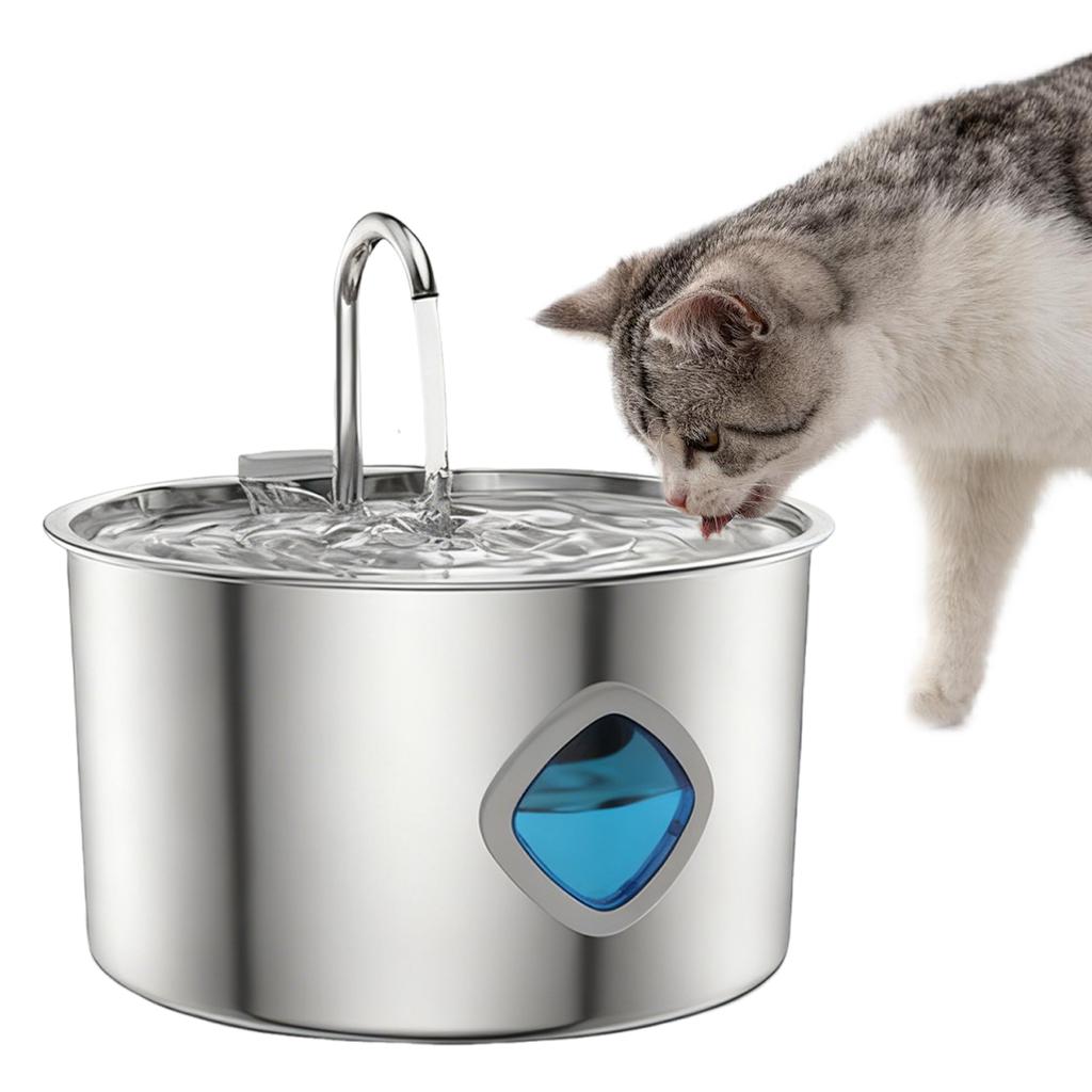 Indoor Pet Fountain 3.2L Stainless Steel Pet Drinking Fountain with 2 Filters with Silent Pump Quiet for Cats & Dogs Owners