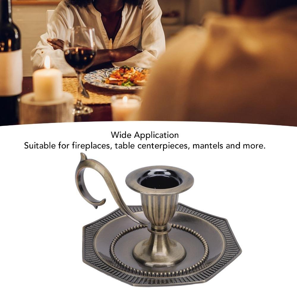 With Drip Catcher Tray Handheld Candlestick Holder Table Candlelight Stand Farmhouse Decor бронзовый