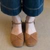 Sheepskin Version~ Retro Cute Bag Head Shoes Women's Summer Low Heel Leather Round Head Bohemian Style Word with Sandals