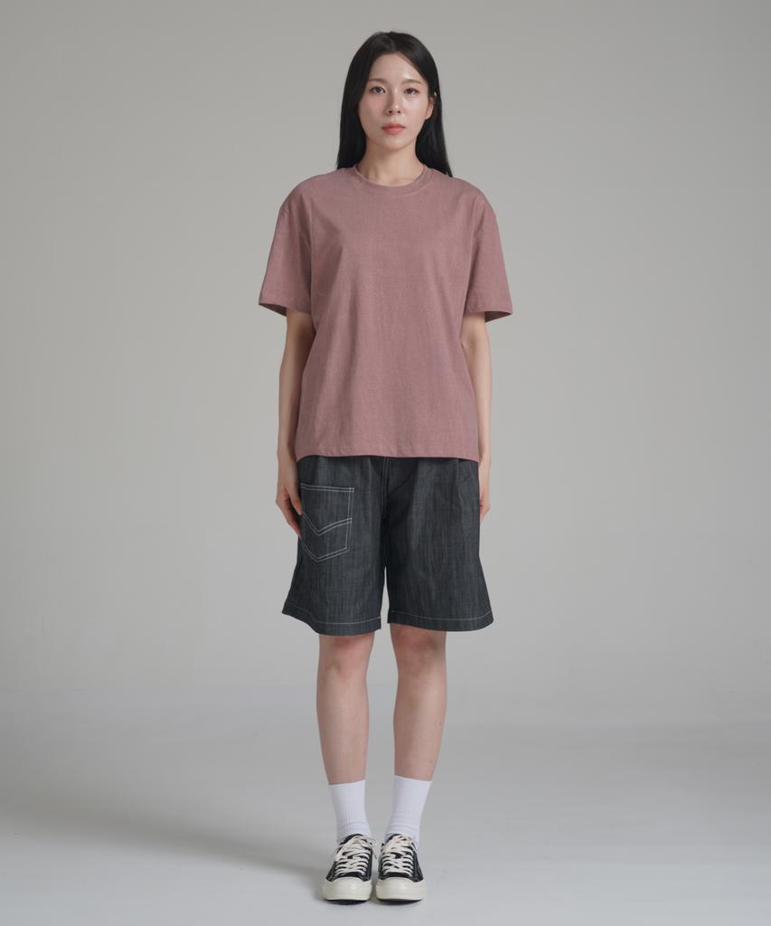 Noming Denim One-Pleat Pocket Wide Bermuda Shorts - Black