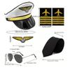 Costume Accessories for Kids Airline Pilot Captain Costume Dress up Accessory Role Play Uniform Part Adults Kids Wear Hat Tie