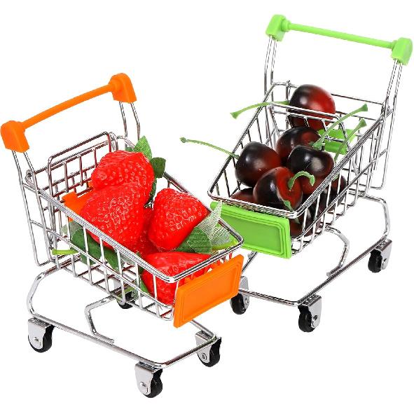 Dicunoy 6 PCS Mini Shopping Cart, Mini Supermarket Shopping Grocery Handcart, Small Decorative Ornaments Metal Shopping Utility Cart Mode On Wheels