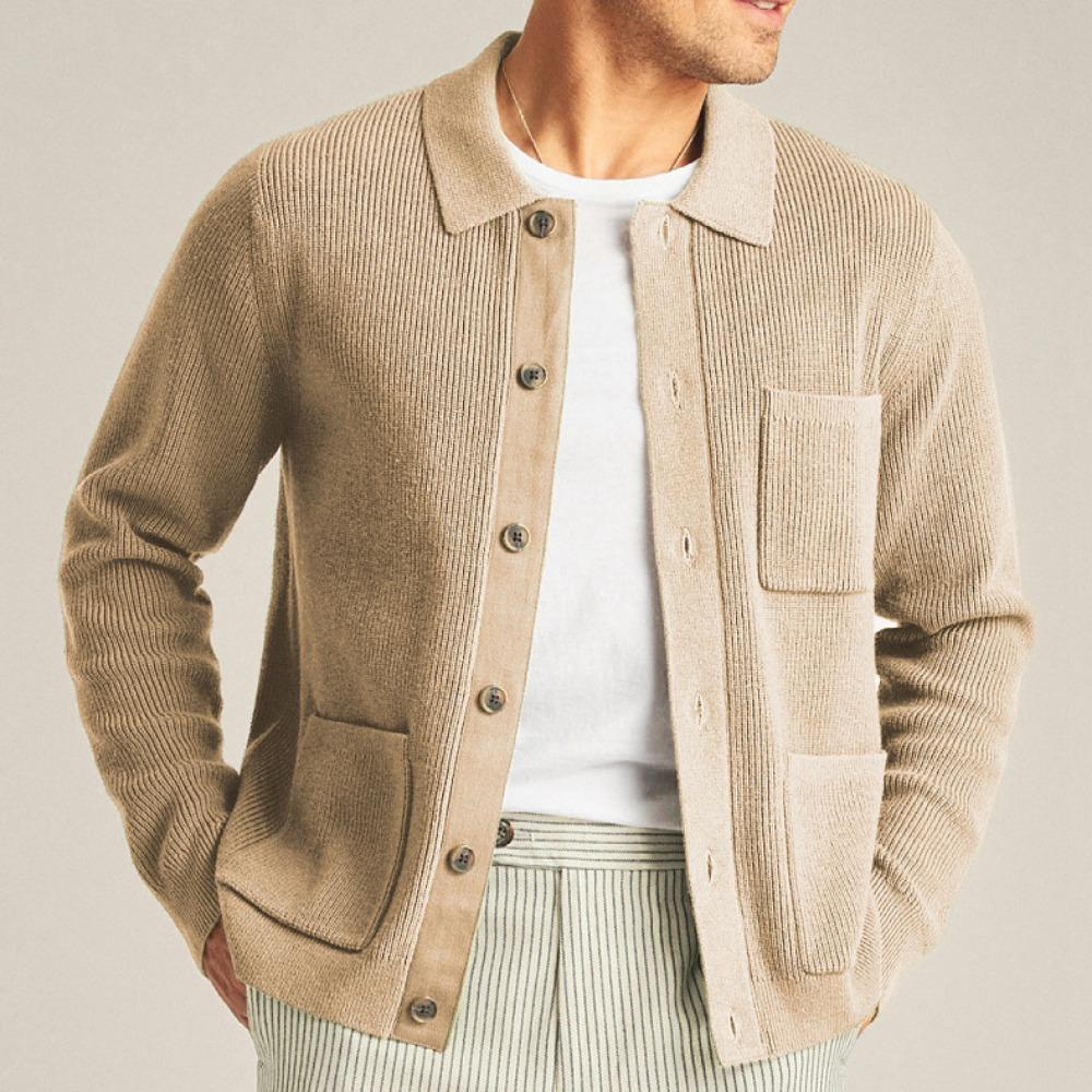 

Vintage Buttoned Lapel Sweatercoats Men Casual Solid Color Long Sleeve Knit Sweater Jackets for Mens Autumn Winter Warm Sweaters M хакі