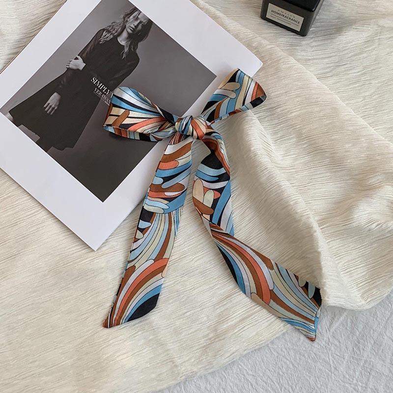 Long silk scarf, new thin and narrow decorative scarf, multi-purpose headscarf, headband, hair tie, bag streamer, gift box strap.