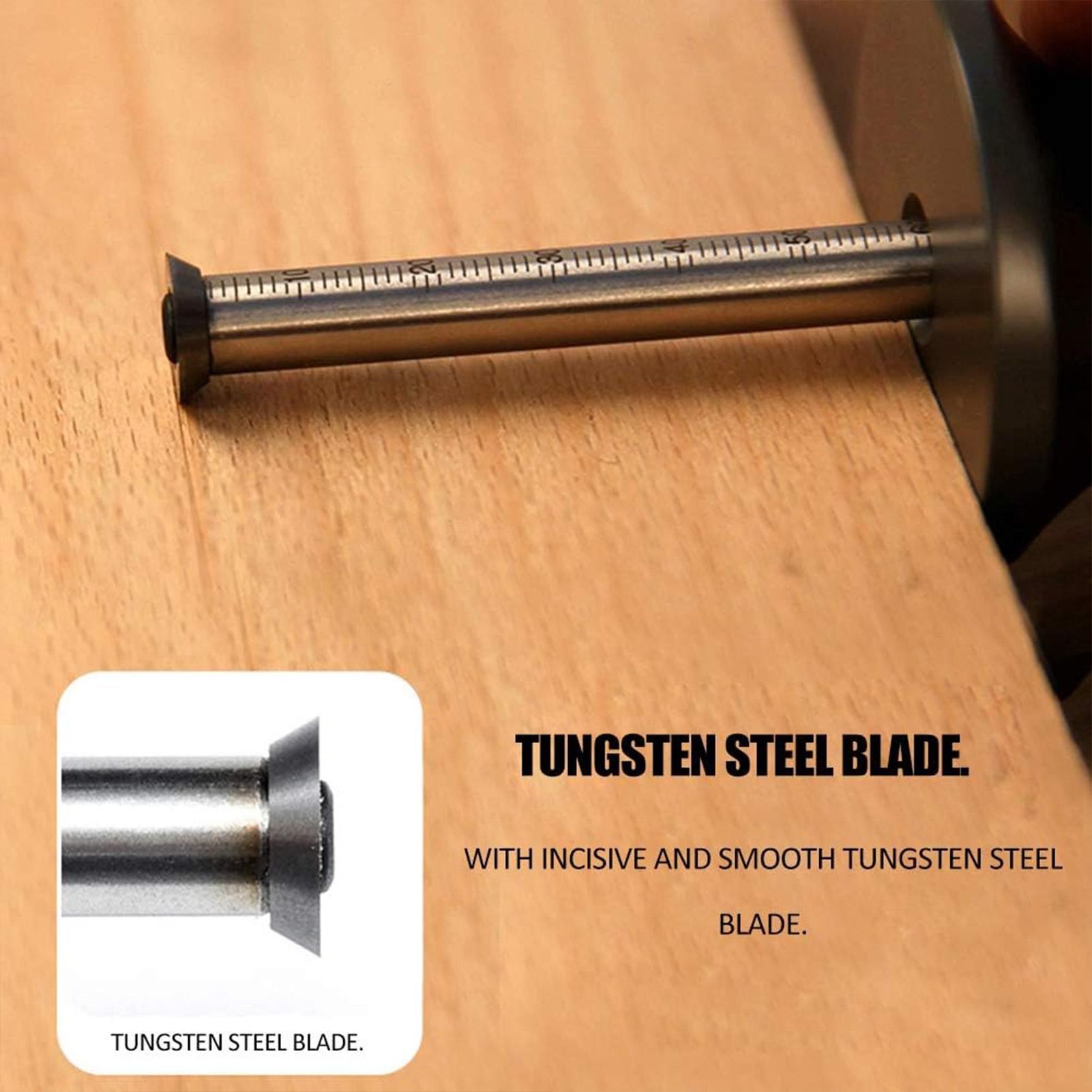 

Stainless Steel Marking Gauge Woodworking Tool With Tungsten Blade Laser Scale Arc And Straight Line Dual Use For DIY Projects срібний