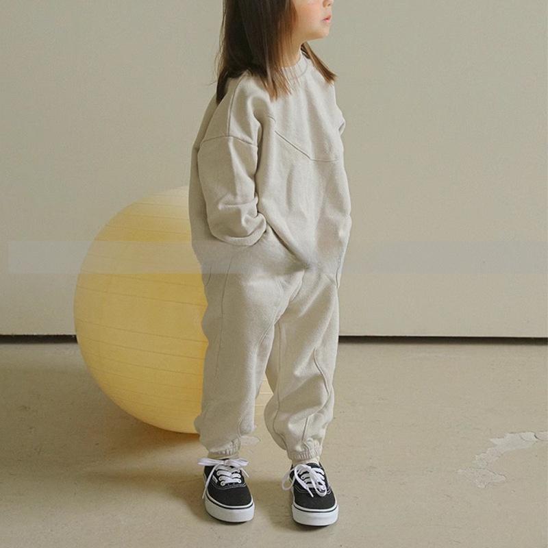 Kinder Sweatshirt Set Herbst/Winter Fleecefutter Set Jungen Mädchen Locker sitzendes Langarm Sweatshirt + Hose 2-teilig