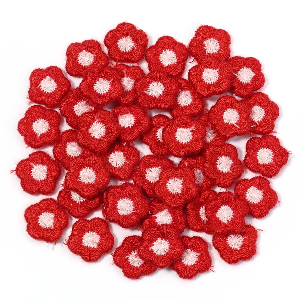 50 Stück/Los Mini Handgemachte Gestickte Blumenflicken Bunte Pflaumenblüten Applikation DIY Kleidung Kopfbedeckung Dekor Nähzubehör