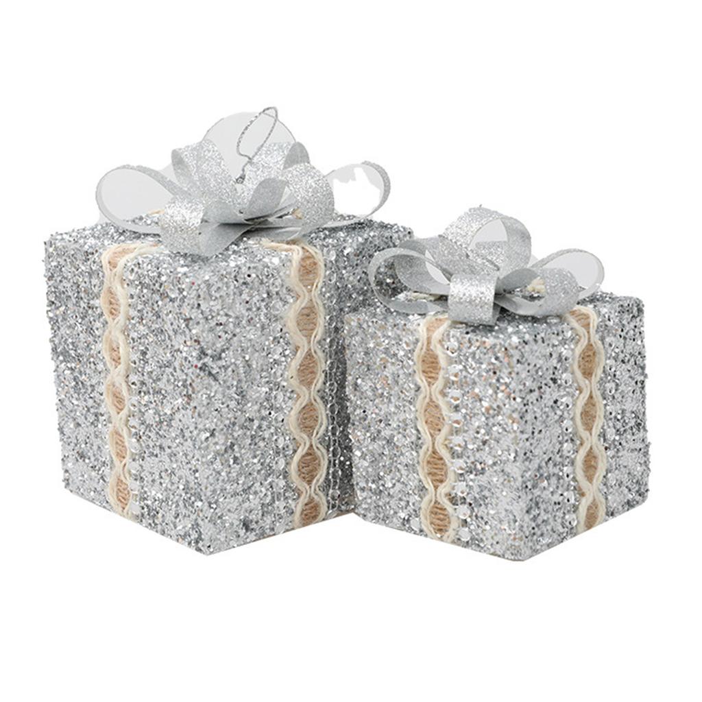 2/3PCS Decorative Box Ornaments for Christmas Tree Decoration Boxes Festive Colorful Decorations