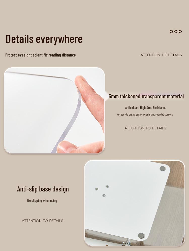 Rotating Transparent Acrylic Desktop Stand: Book, Music, Tablet Holder