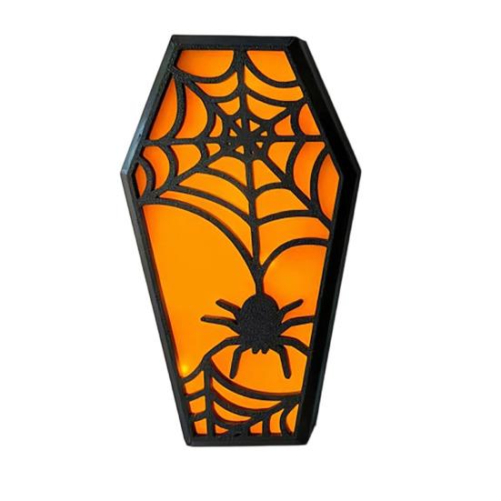 Yousheng Halloween Casket Decor, DIY Bat Ghost Ornament with Lights, Spooky Graveyard Scene Prop for Party Home Haunted