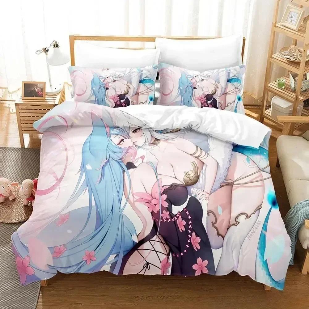 3D  Sexy Girls Silvervale VTuber Bedding Set Printed With Pillowcase Bed Duvet Cover Soft Queen King Size Bedclothes Home