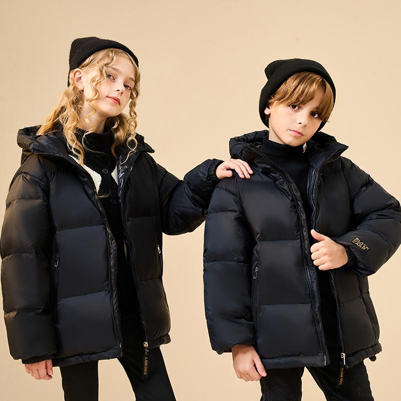 Winter Children's Down Jacket Black Gold Children's Down Jacket Thickened Middle and Large Children's White Duck Down Jacket