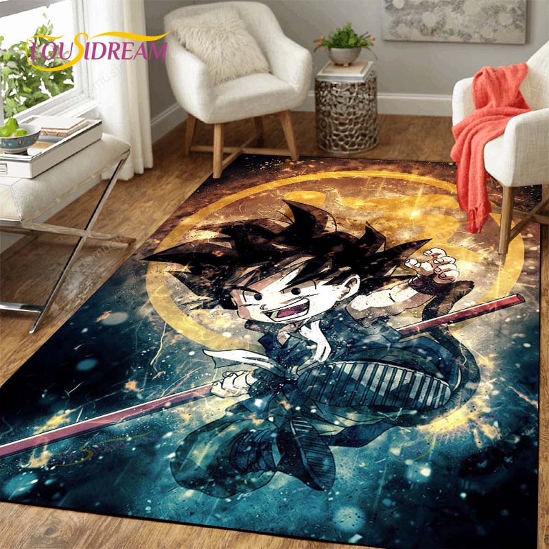Alfombra antideslizante con dibujos de Dragon Ball Goku para suelo, alfombra cuadrada de calidad para habitación, suelo de baño y cocina extraíble, alfombra impermeable