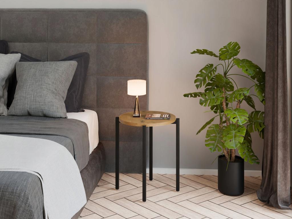 Round Loft Nightstand 35X35X46 Cm Metal Black